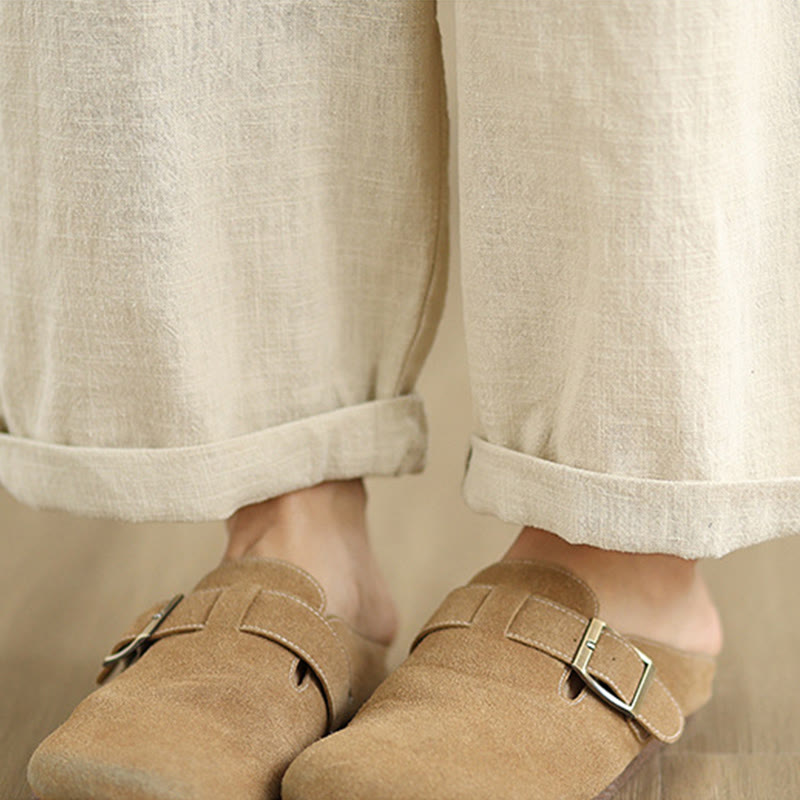 Spodnie harem damskie z bawełny i lnu z kieszeniami, codzienne, proste, z Buddha Stones, z prostym wzorem - image 10