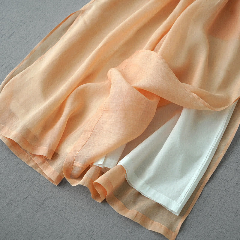 Buddha Stones Casual Plain Ramie Slit Spodnie damskie z szerokimi nogawkami i kieszeniami o długości 7-8 - image 10