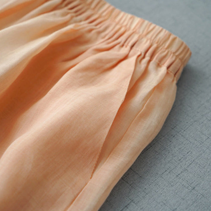 Buddha Stones Casual Plain Ramie Slit Spodnie damskie z szerokimi nogawkami i kieszeniami o długości 7-8 - image 7