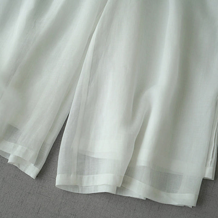 Buddha Stones Casual Plain Ramie Slit Spodnie damskie z szerokimi nogawkami i kieszeniami o długości 7-8 - image 14