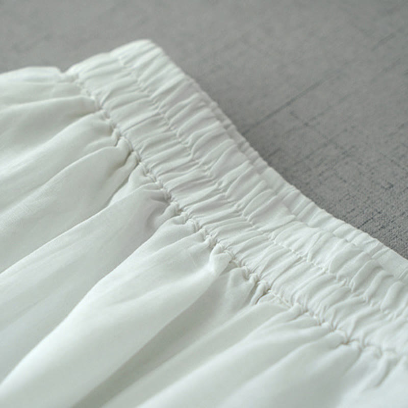 Buddha Stones Casual Plain Ramie Slit Spodnie damskie z szerokimi nogawkami i kieszeniami o długości 7-8 - image 13