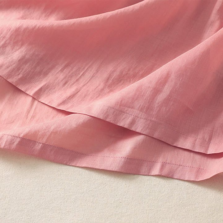 Sukienka midi damska z krótkim rękawem i plisami Buddha Stones z sznurowaniem, bawełną i lnem, z kieszeniami - image 8