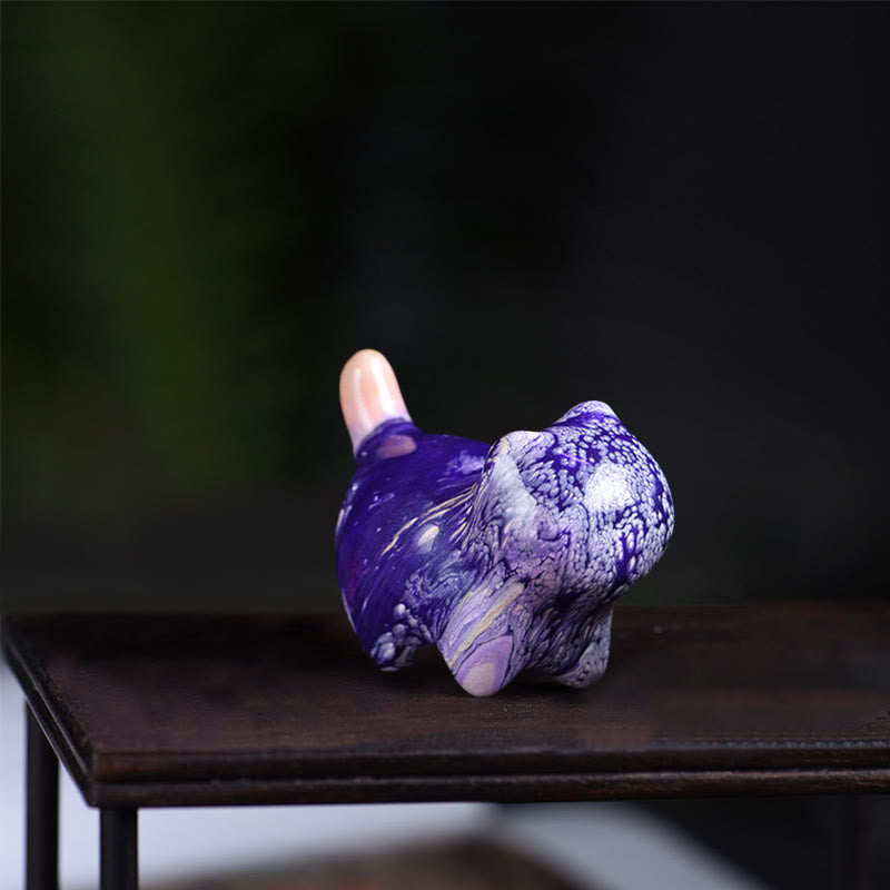 Buddha Stones Mini Uroczy Kot Drewno Hebanowe Lakier Rzemiosło Dekoracja Pokoju - Fioletowy (losowy kolor fioletowy) - image 12