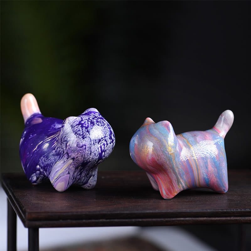 Buddha Stones Mini Uroczy Kot Drewno Hebanowe Lakier Rzemiosło Dekoracja Pokoju - image 14