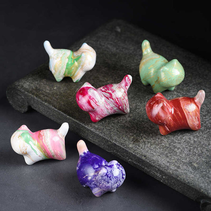 Buddha Stones Mini Uroczy Kot Drewno Hebanowe Lakier Rzemiosło Dekoracja Pokoju - image 15