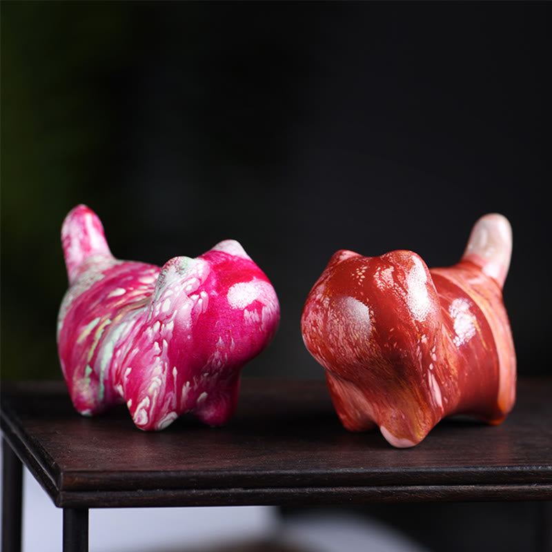 Buddha Stones Mini Uroczy Kot Drewno Hebanowe Lakier Rzemiosło Dekoracja Pokoju - image 3