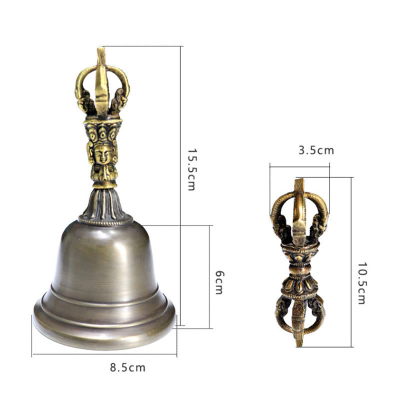 Buddha Stones 2 szt. ręcznie robiony tybetański dzwonek medytacyjny i miedziany zestaw dekoracyjny Vajra Dorje