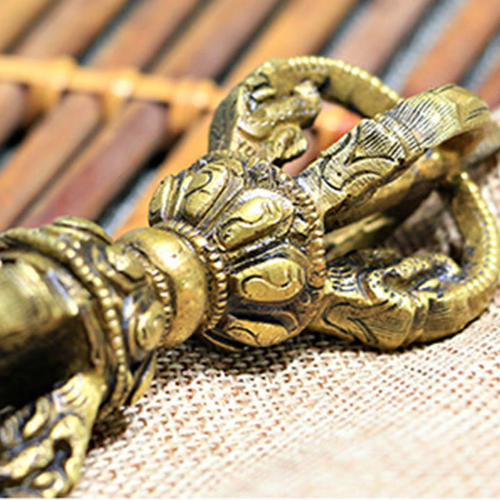 Buddha Stones 2 szt. ręcznie robiony tybetański dzwonek medytacyjny i miedziany zestaw dekoracyjny Vajra Dorje - image 7