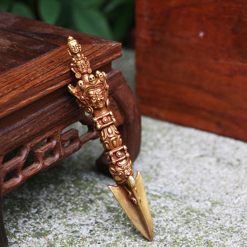 Buddha Stones ręcznie robione małe Nepalskie Vajra Dorje siła miedziana metalowa dekoracja - image 1