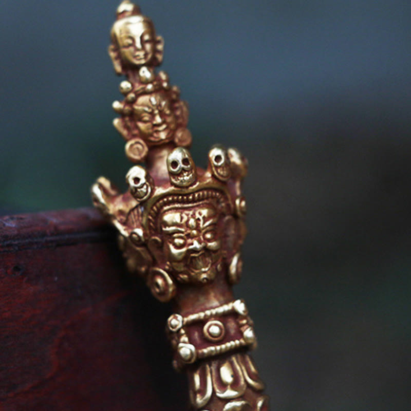 Buddha Stones ręcznie robione małe Nepalskie Vajra Dorje siła miedziana metalowa dekoracja - image 7