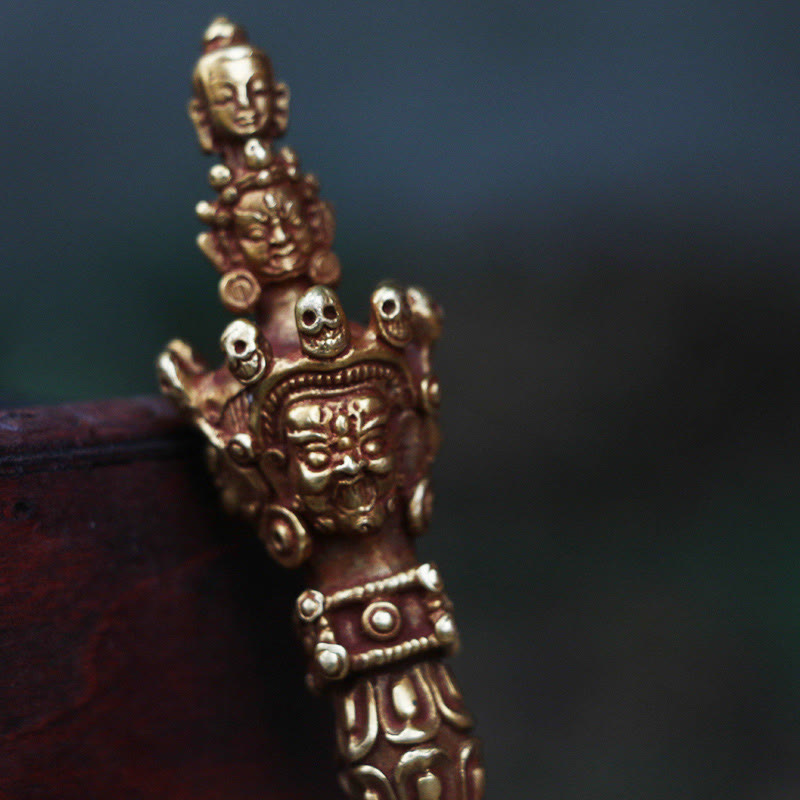 Buddha Stones ręcznie robione małe Nepalskie Vajra Dorje siła miedziana metalowa dekoracja - image 8