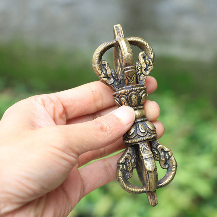 Buddha Stones ręcznie wykonane z Nepalu Pięć zębów Vajra Dorje Miedziana metalowa dekoracja - image 2