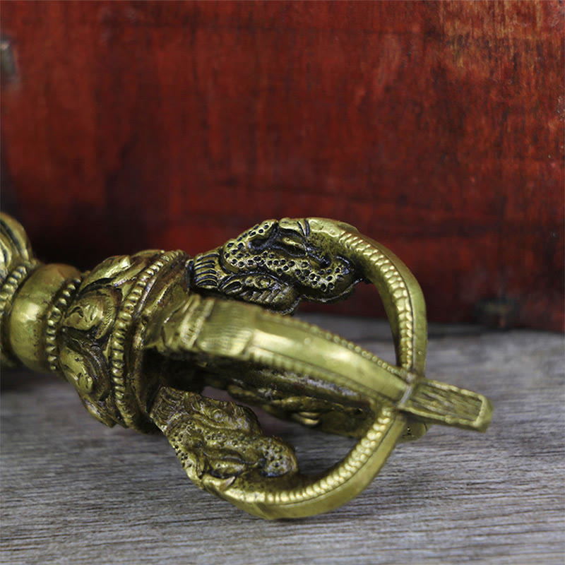 Buddha Stones ręcznie wykonane z Nepalu Pięć zębów Vajra Dorje Miedziana metalowa dekoracja - image 3