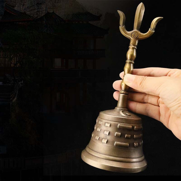 Buddha Stones Ręcznie robione Tybetańskie Medytacje Dzwonek Wadżra Dorje Tykwa Yin Yang Miedź Oświecenie Dekoracja