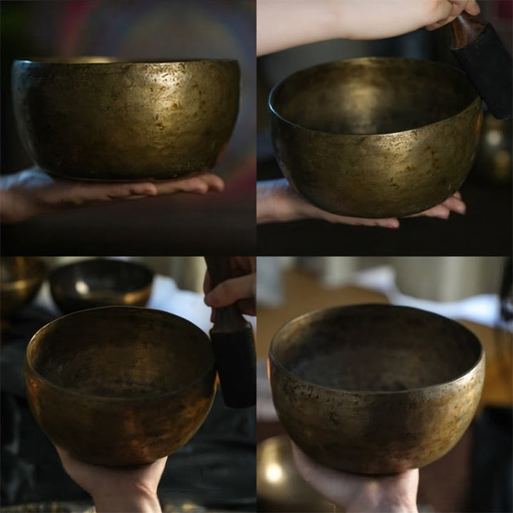 Buddha Stones Ręcznie robiona nepalska misa śpiewająca o prostym wzorze do uzdrawiania i medytacji. Zestaw mis dźwiękowych. - image 14
