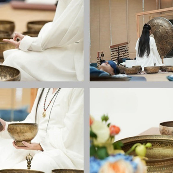 Buddha Stones Ręcznie robiona nepalska złota misa śpiewająca do uzdrawiania i medytacji - image 21