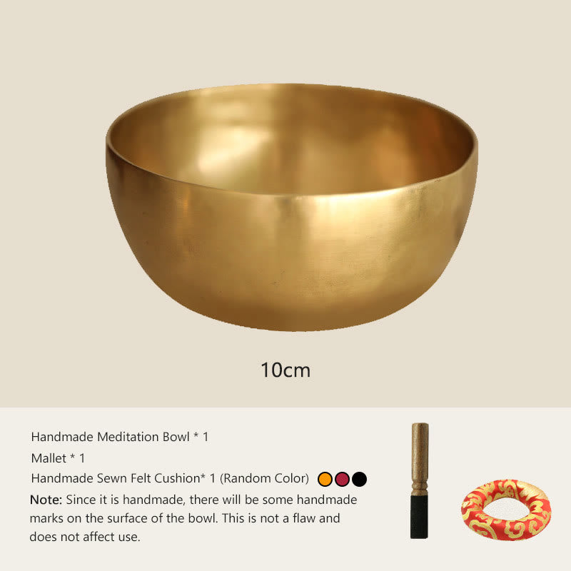 Buddha Stones Ręcznie robiona nepalska złota misa śpiewająca o prostym designie, do uzdrawiania i medytacji. Zestaw mis dźwiękowych. - 3,94 cala (10 CM) - image 1