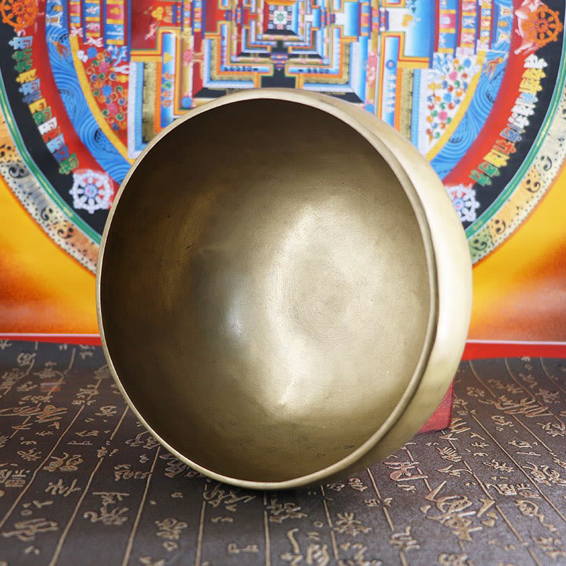Buddha Stones Ręcznie robiona nepalska złota misa śpiewająca o prostym designie, do uzdrawiania i medytacji. Zestaw mis dźwiękowych. - image 15