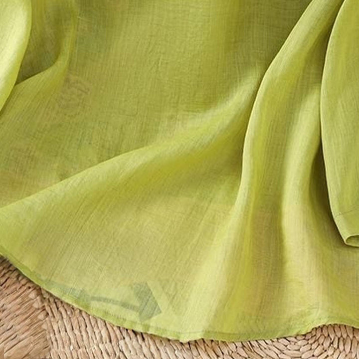 Buddha Stones Letni styl etniczny Haft kwiatowy Wzór żaby Guzik Kolor Dopasowana damska bawełniana lniana koszula z rękawem trzy czwarte - image 16