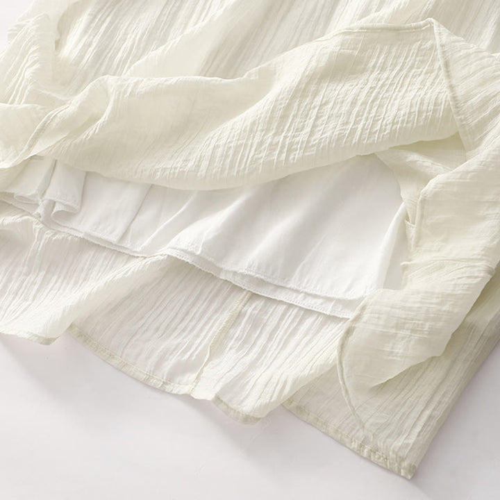 Sukienka midi z krótkim rękawem z bawełny i lnu z motywem Buddha Stones, letnia, swobodna, prosta, haftowana, dwuwarstwowa - image 20