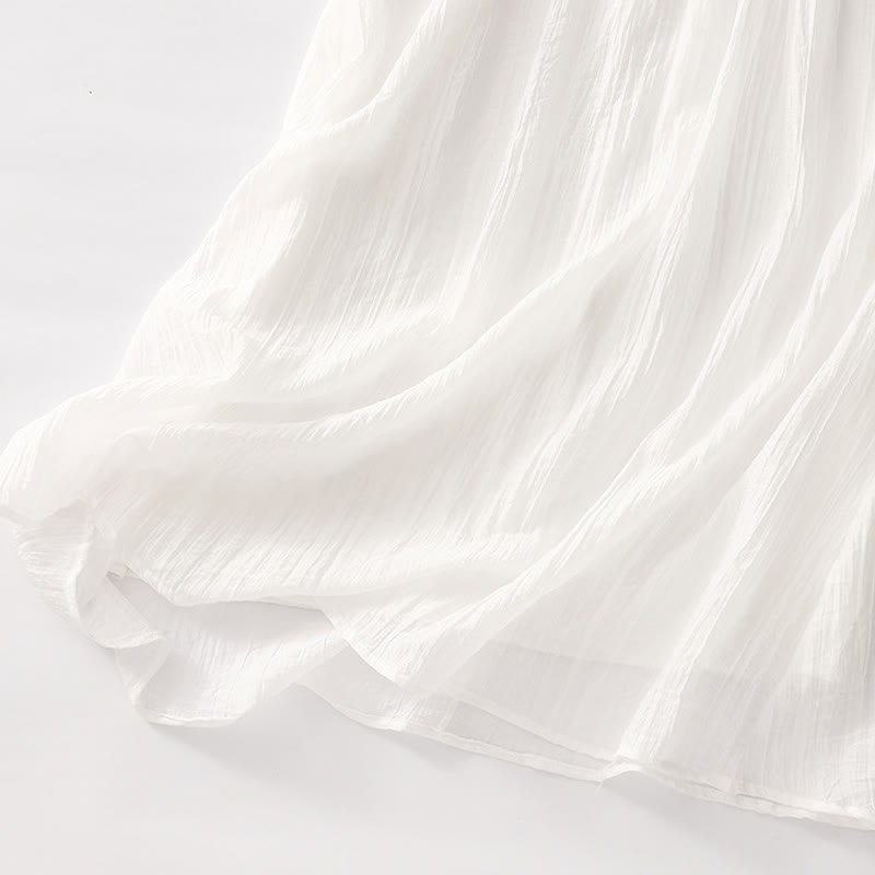 Sukienka midi z krótkim rękawem z bawełny i lnu z motywem Buddha Stones, letnia, swobodna, prosta, haftowana, dwuwarstwowa - image 30