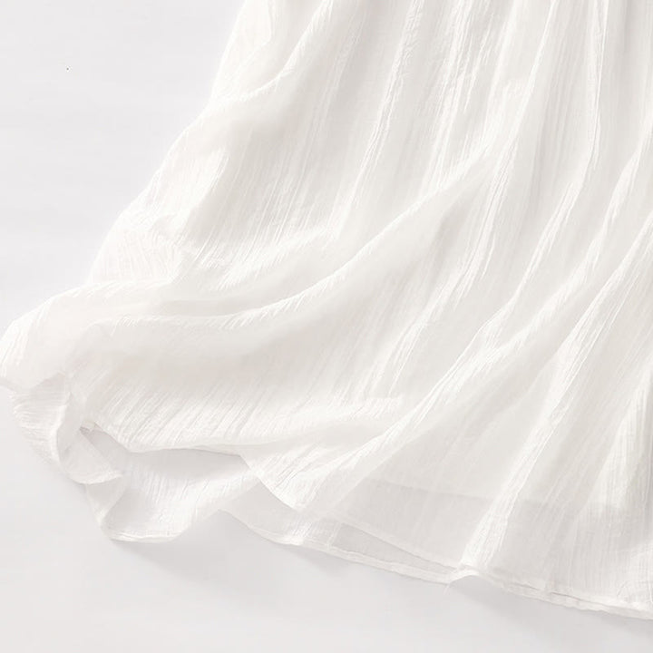 Sukienka midi z krótkim rękawem z bawełny i lnu z motywem Buddha Stones, letnia, swobodna, prosta, haftowana, dwuwarstwowa - image 30