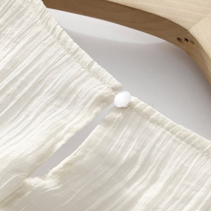 Sukienka midi z krótkim rękawem z bawełny i lnu z motywem Buddha Stones, letnia, swobodna, prosta, haftowana, dwuwarstwowa - image 15