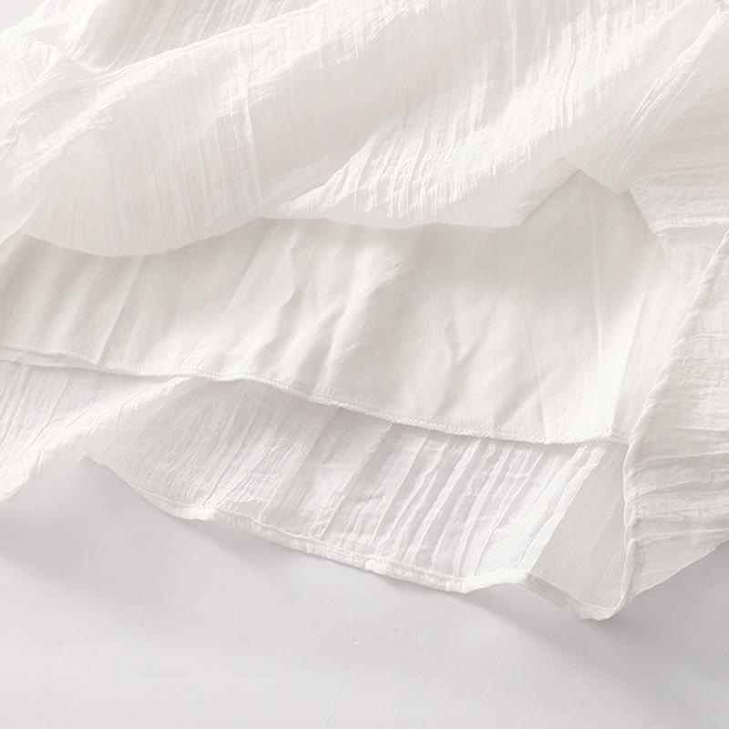 Sukienka midi z krótkim rękawem z bawełny i lnu z motywem Buddha Stones, letnia, swobodna, prosta, haftowana, dwuwarstwowa - image 29