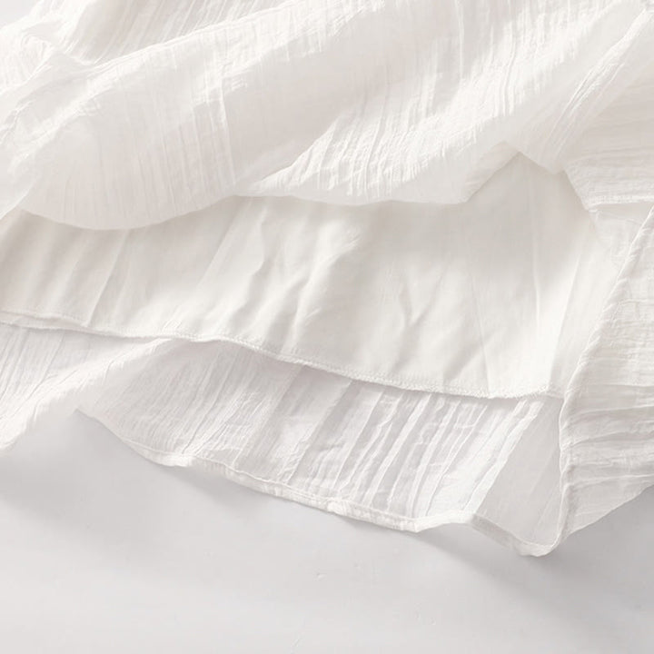 Sukienka midi z krótkim rękawem z bawełny i lnu z motywem Buddha Stones, letnia, swobodna, prosta, haftowana, dwuwarstwowa - image 29