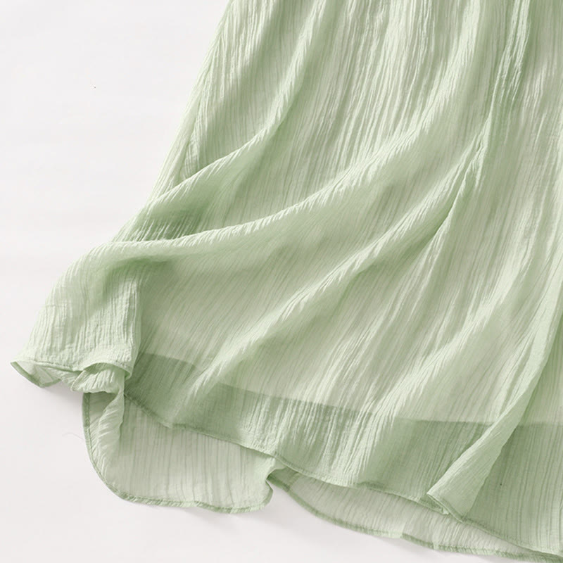 Sukienka midi z krótkim rękawem z bawełny i lnu z motywem Buddha Stones, letnia, swobodna, prosta, haftowana, dwuwarstwowa - image 7