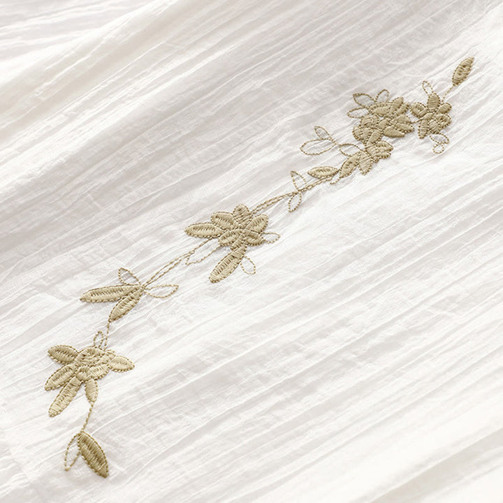 Sukienka midi z krótkim rękawem z bawełny i lnu z motywem Buddha Stones, letnia, swobodna, prosta, haftowana, dwuwarstwowa - image 23