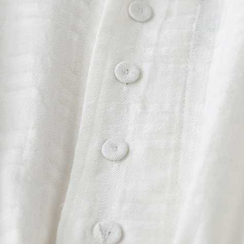 Sukienka midi z bawełny i lnu z długimi rękawami i kieszeniami, w jednolitym kolorze, ze ściągaczem i żabą - image 11