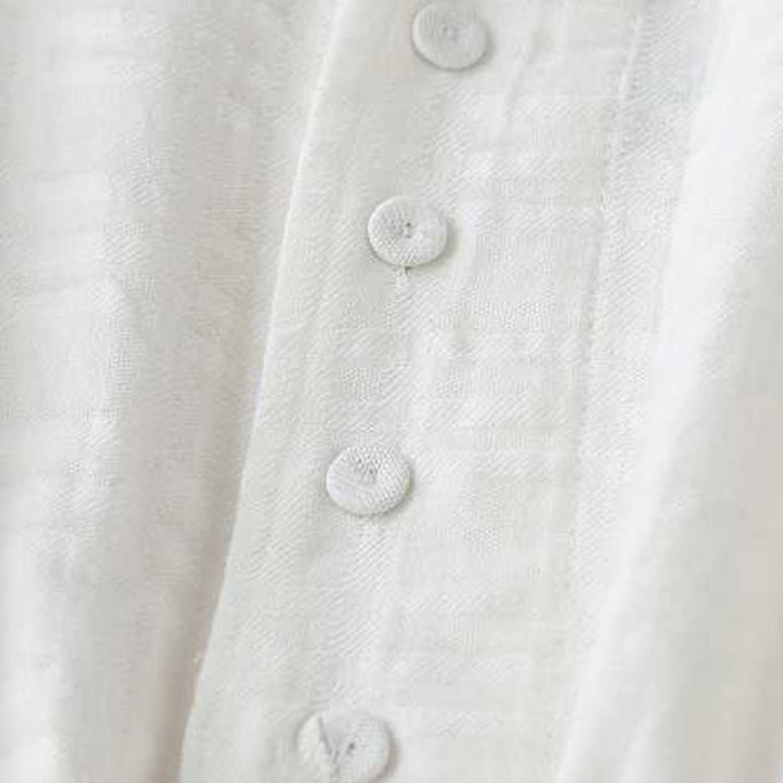 Sukienka midi z bawełny i lnu z długimi rękawami i kieszeniami, w jednolitym kolorze, ze ściągaczem i żabą - image 11