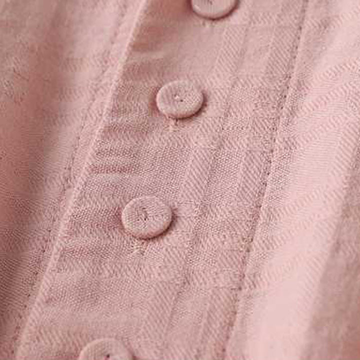 Sukienka midi z bawełny i lnu z długimi rękawami i kieszeniami, w jednolitym kolorze, ze ściągaczem i żabą - image 21