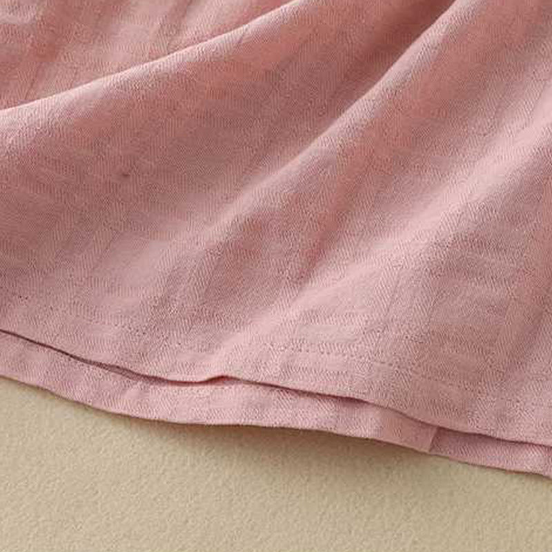 Sukienka midi z bawełny i lnu z długimi rękawami i kieszeniami, w jednolitym kolorze, ze ściągaczem i żabą - image 24