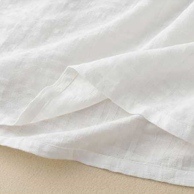 Sukienka midi z bawełny i lnu z długimi rękawami i kieszeniami, w jednolitym kolorze, ze ściągaczem i żabą - image 16