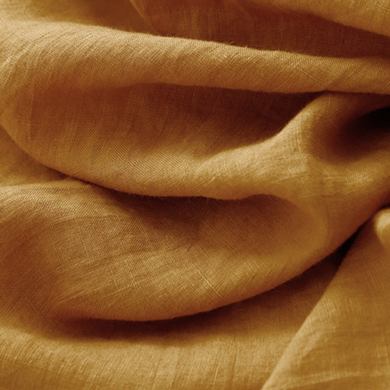 Buddha Stones Letnia prosta sznurowana sukienka midi z guzikami z przodu z klapami i bawełnianą aplikacją bez rękawów - image 5