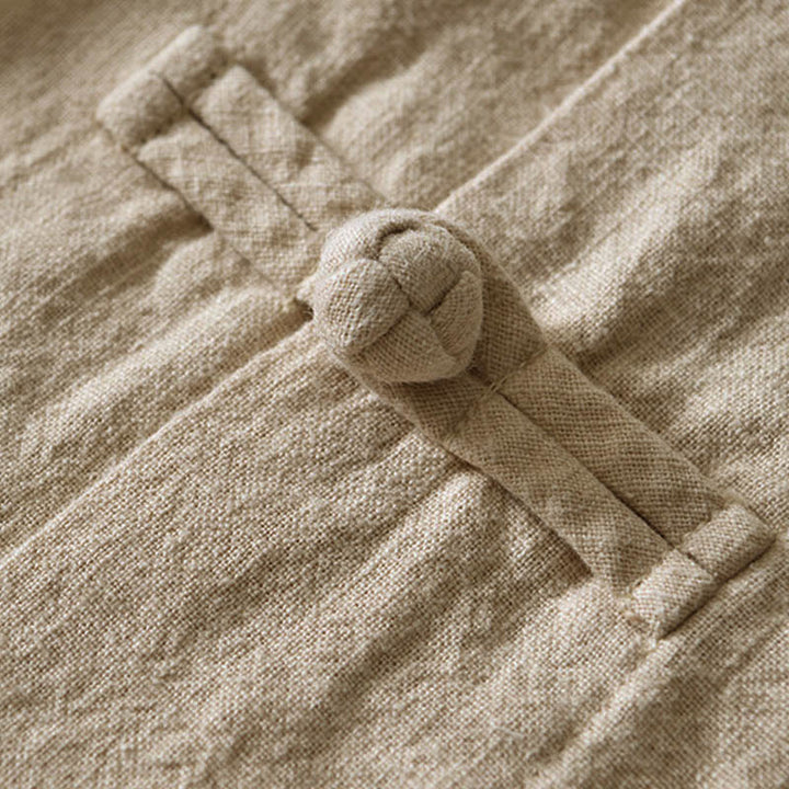 Kamienie Buddha Stones -Guzik Chiński Tang Garnitur Bawełna Lniana Męska Kurtka Koszula Z Kieszeniami - image 25