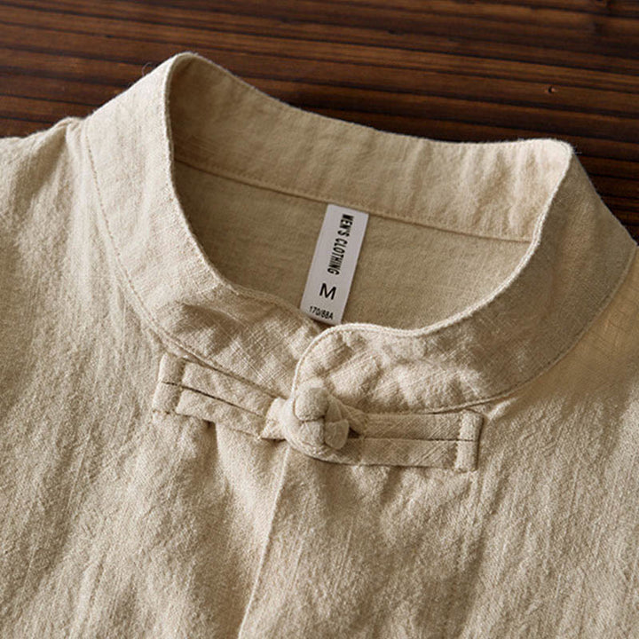 Kamienie Buddha Stones -Guzik Chiński Tang Garnitur Bawełna Lniana Męska Kurtka Koszula Z Kieszeniami - image 24