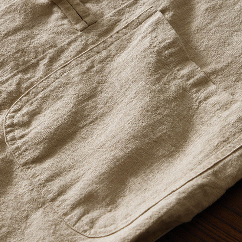 Kamienie Buddha Stones -Guzik Chiński Tang Garnitur Bawełna Lniana Męska Kurtka Koszula Z Kieszeniami - image 28