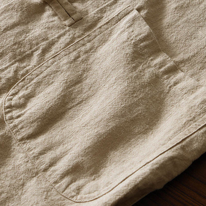 Kamienie Buddha Stones -Guzik Chiński Tang Garnitur Bawełna Lniana Męska Kurtka Koszula Z Kieszeniami - image 28