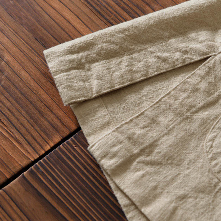 Kamienie Buddha Stones -Guzik Chiński Tang Garnitur Bawełna Lniana Męska Kurtka Koszula Z Kieszeniami - image 26