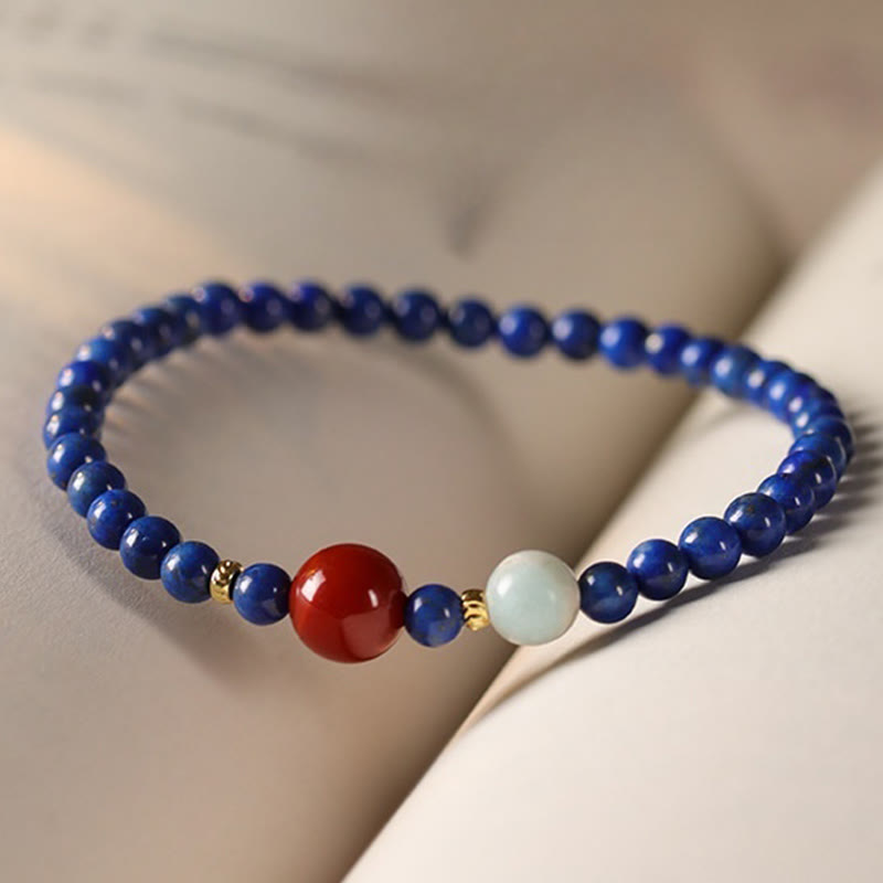 Bransoletka z Buddha Stones, małych lazurytów, lapis lazuli i agatu, ultracienkich koralików - image 3