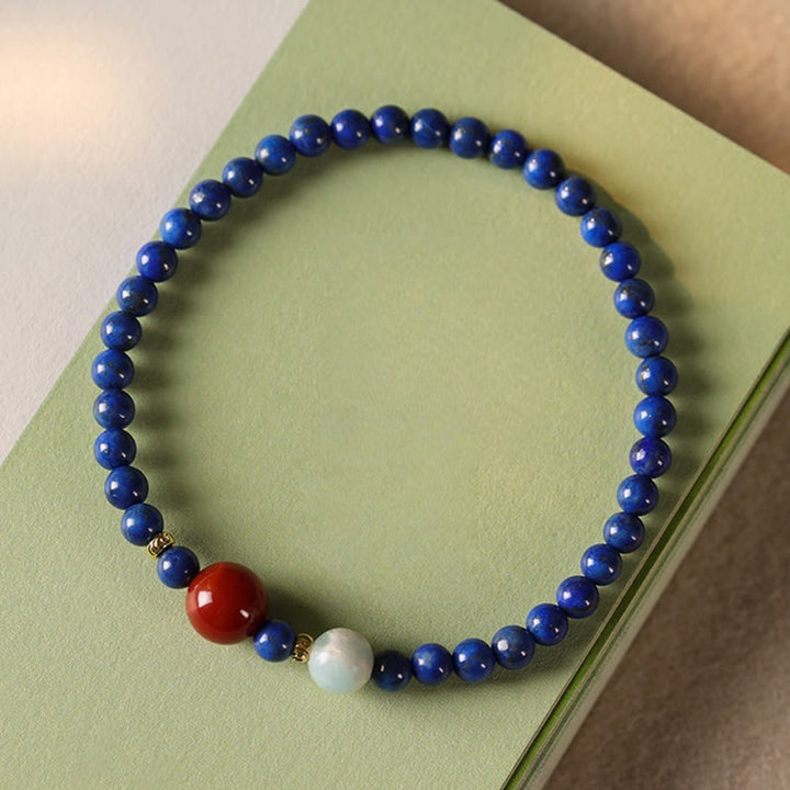 Bransoletka z Buddha Stones, małych lazurytów, lapis lazuli i agatu, ultracienkich koralików - image 8