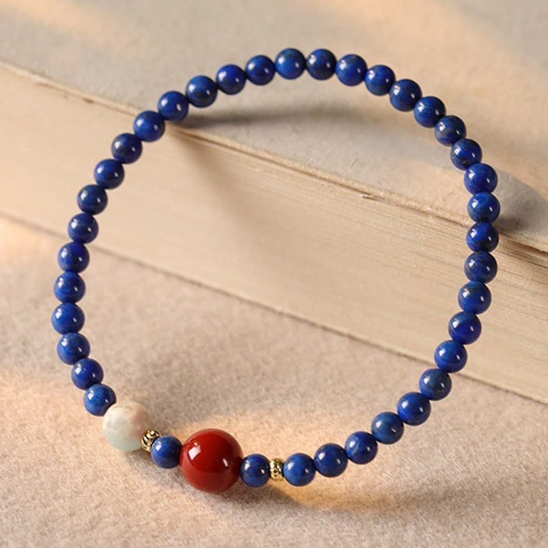 Bransoletka z Buddha Stones, małych lazurytów, lapis lazuli i agatu, ultracienkich koralików - image 7