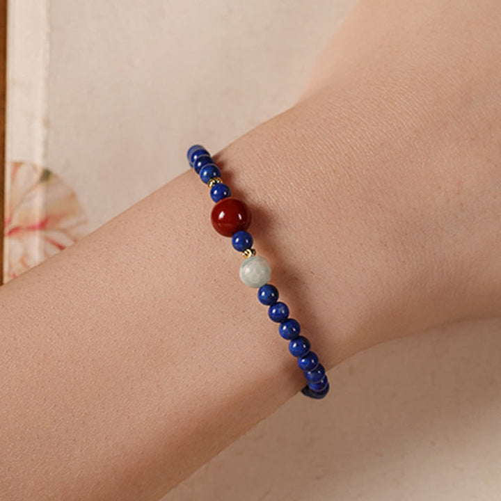 Bransoletka z Buddha Stones, małych lazurytów, lapis lazuli i agatu, ultracienkich koralików - image 4