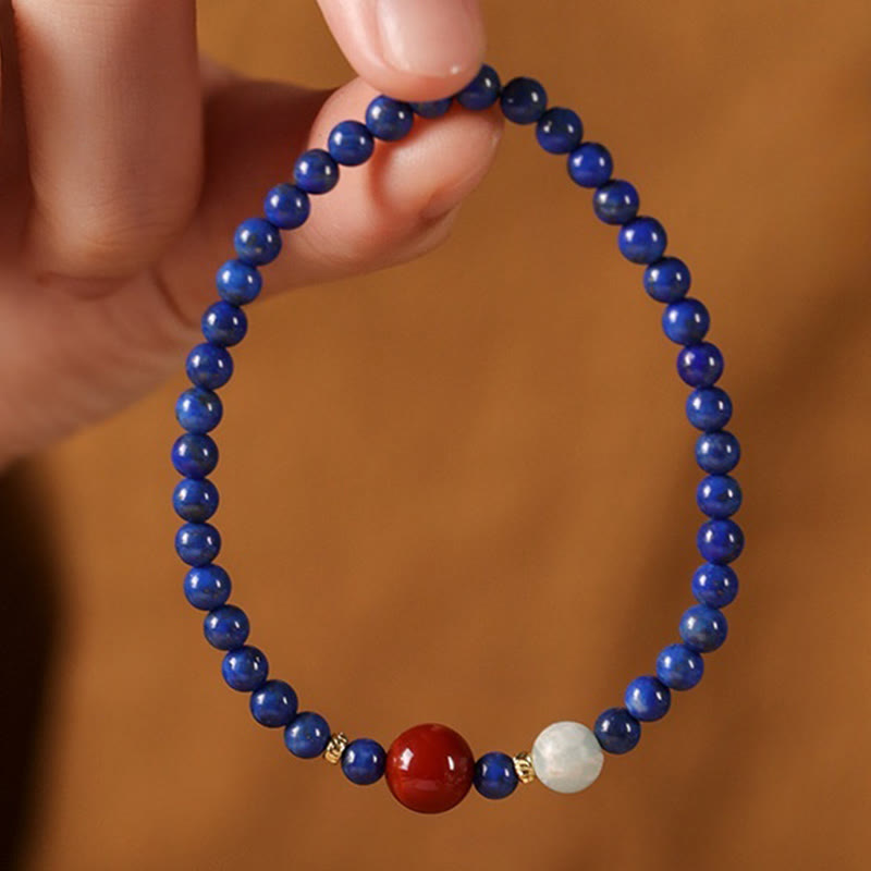 Bransoletka z Buddha Stones, małych lazurytów, lapis lazuli i agatu, ultracienkich koralików - image 6