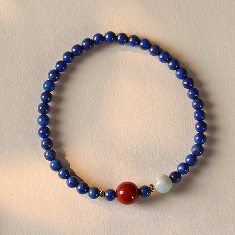 Bransoletka z Buddha Stones, małych lazurytów, lapis lazuli i agatu, ultracienkich koralików - image 1