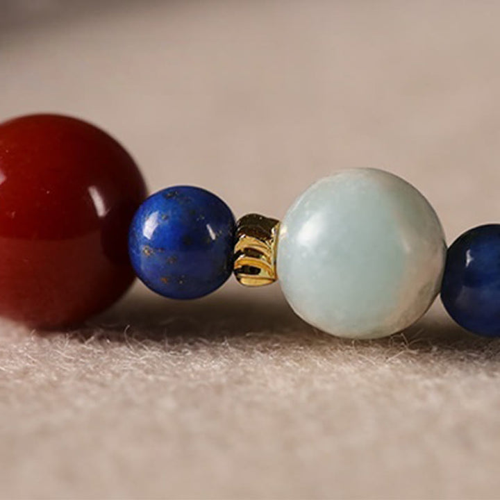 Bransoletka z Buddha Stones, małych lazurytów, lapis lazuli i agatu, ultracienkich koralików - image 13