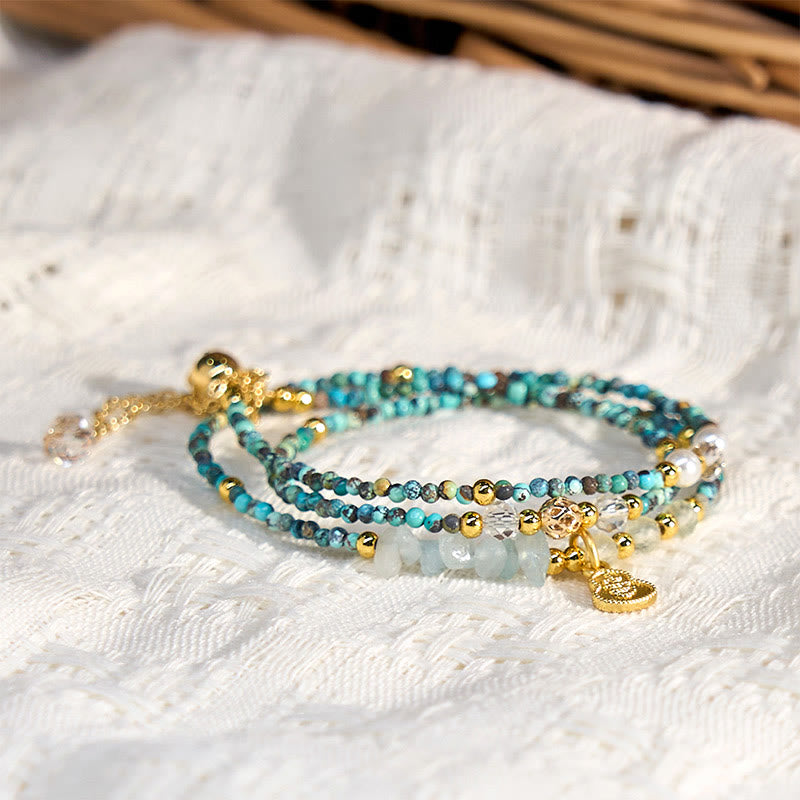 Bransoletka z koralików Buddha Stones Turquoise Strength Triple Wrap